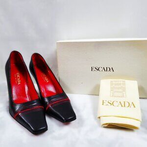 Escada Couture Black and Red Leather Pumps - Size US 8.5/EUR 38